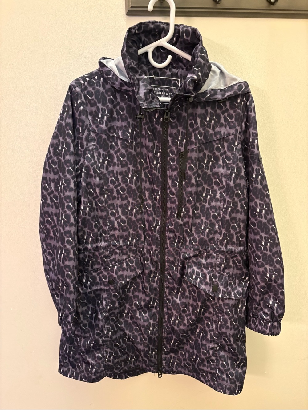 Lucky Brand Purple Leopard Print Utility Jacket with Hood